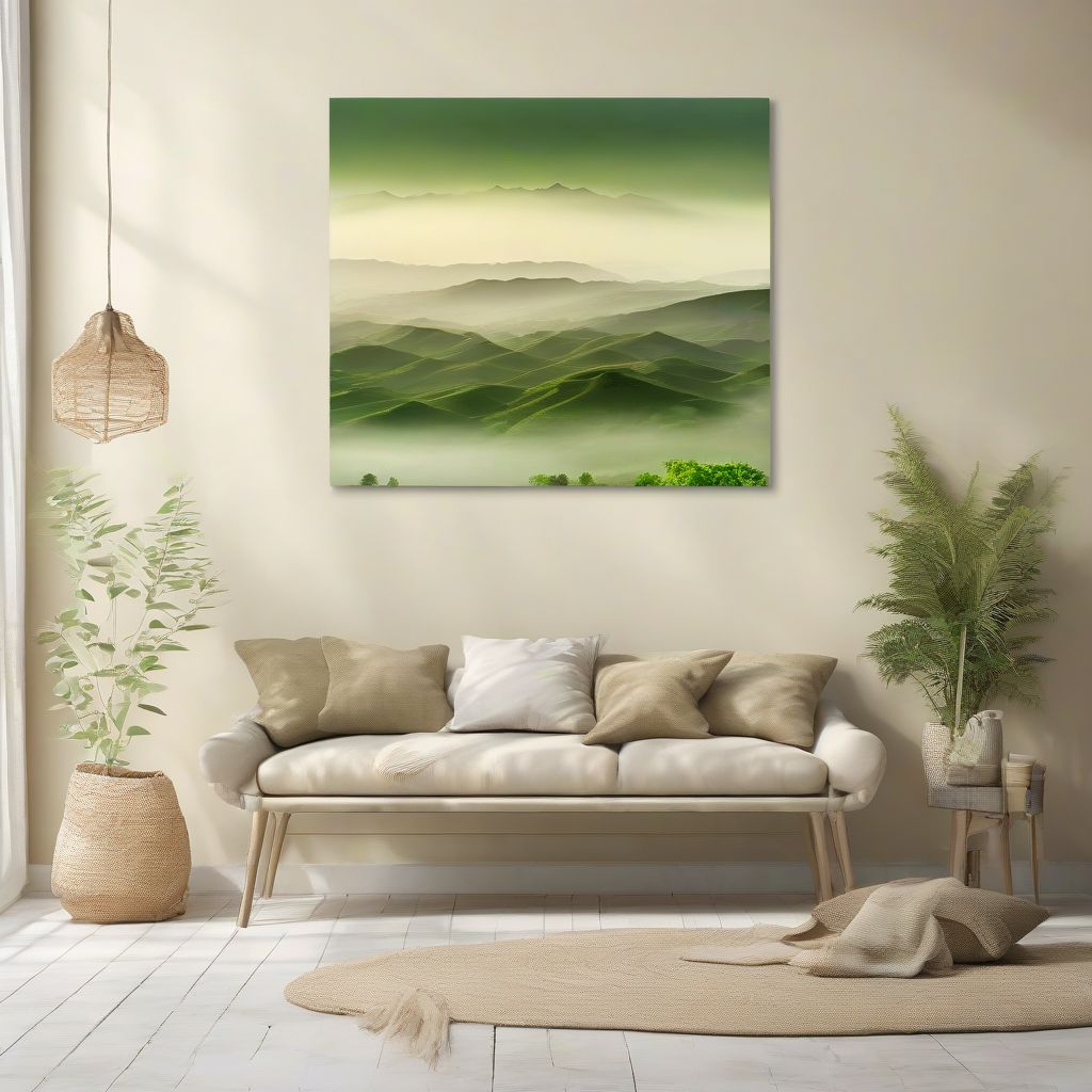 Gallery-wrapped canvas print of a highland landscape hanging on a wall