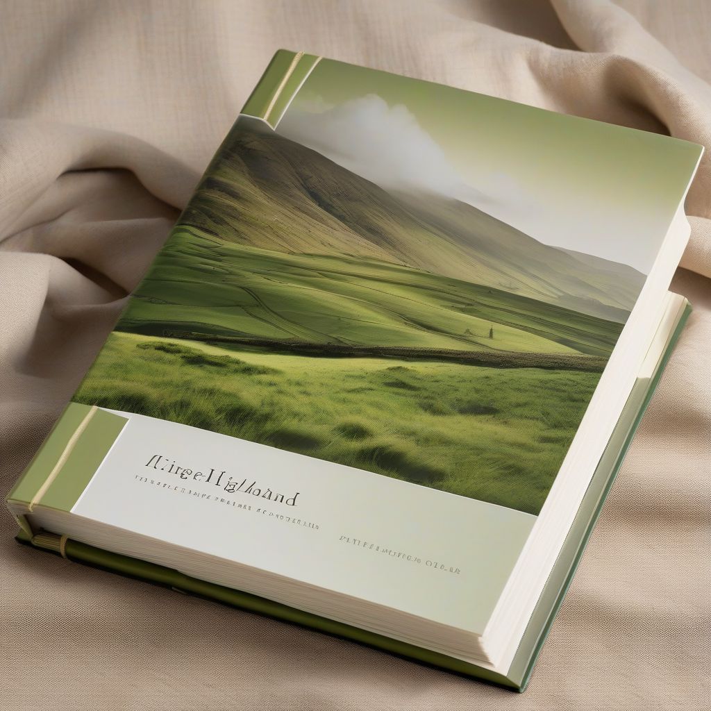 Hardcover photo book with a printed landscape cover on a linen surface